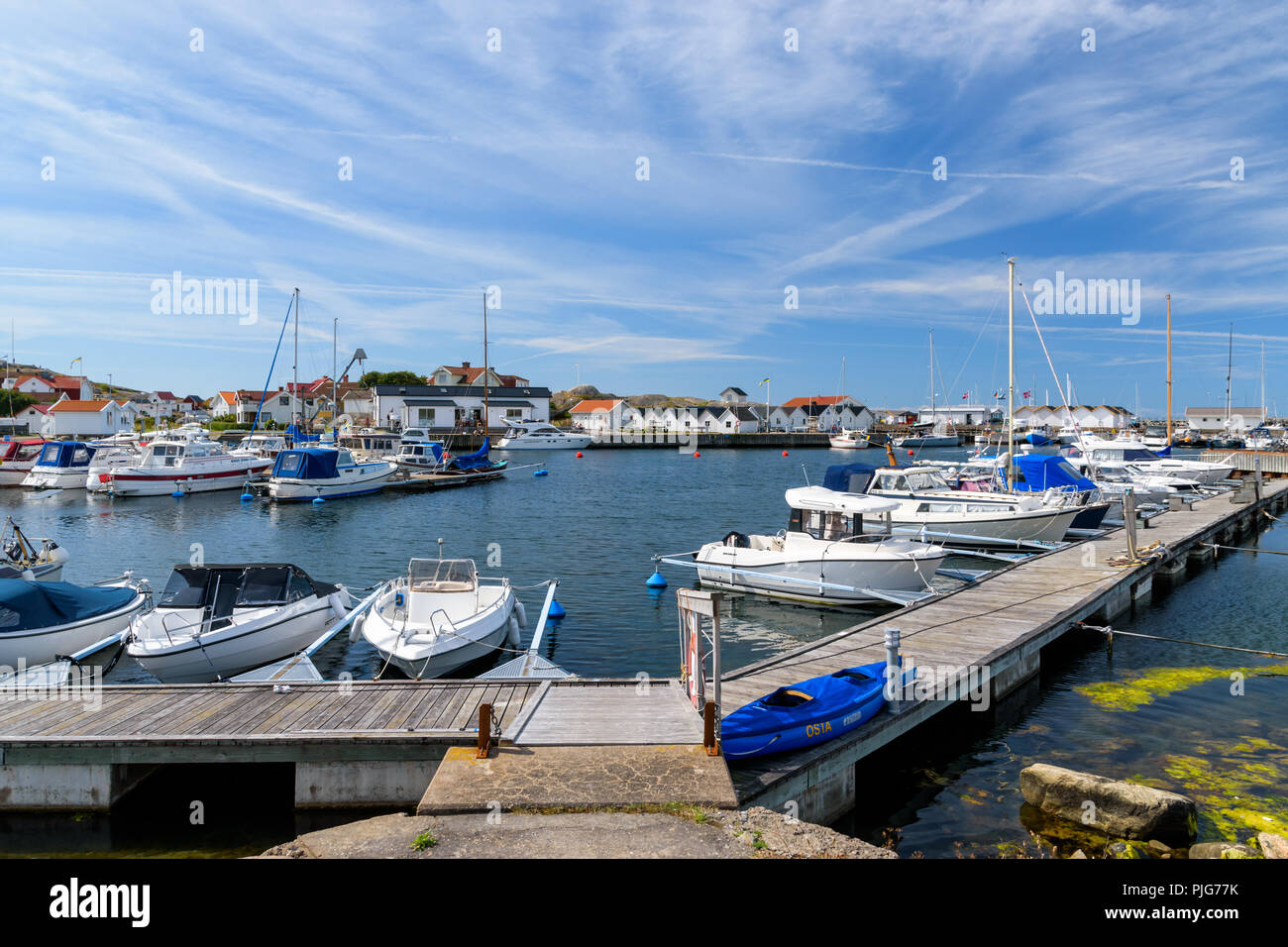 Le barche nel porto di Vrångö, Svezia Foto Stock