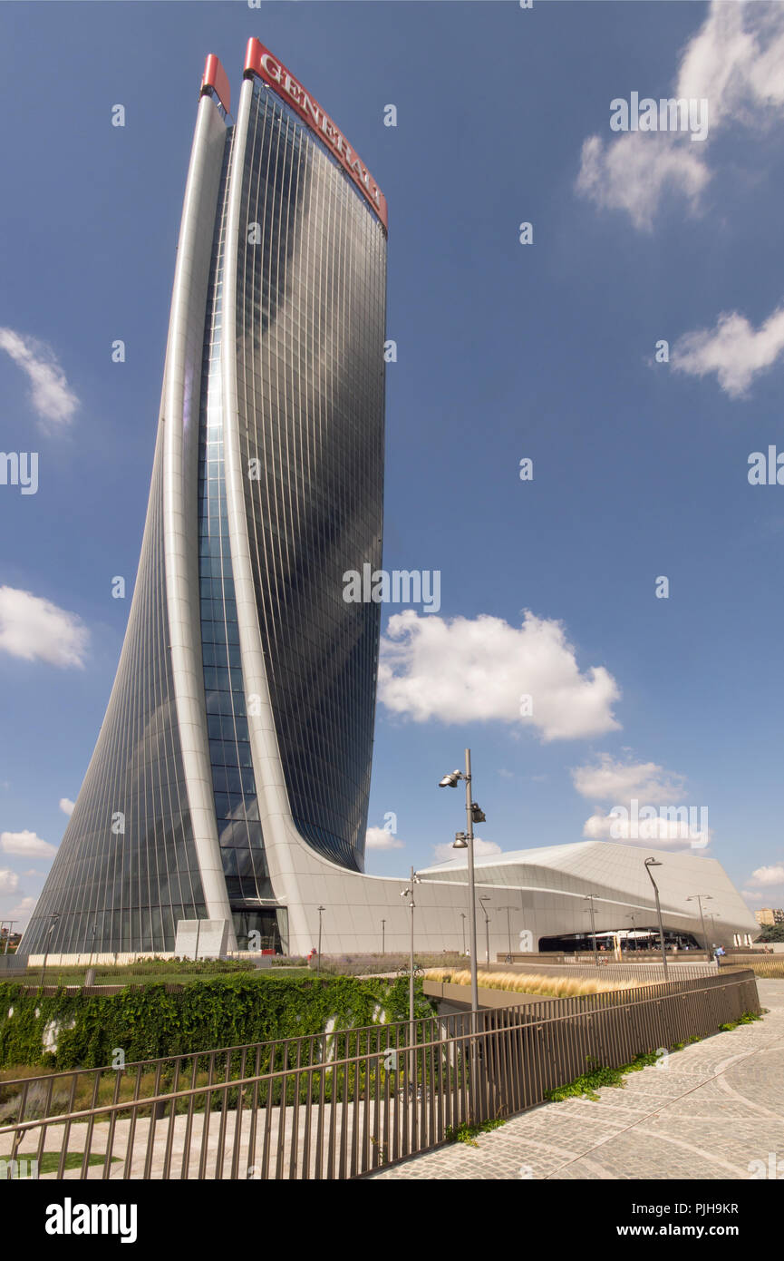 Zaha Hadid Architects, nuova torre Generali, 2017 - twisted grattacielo, forma organica alto edificio, quartiere Citylife, Milano, Italia, esterna Foto Stock