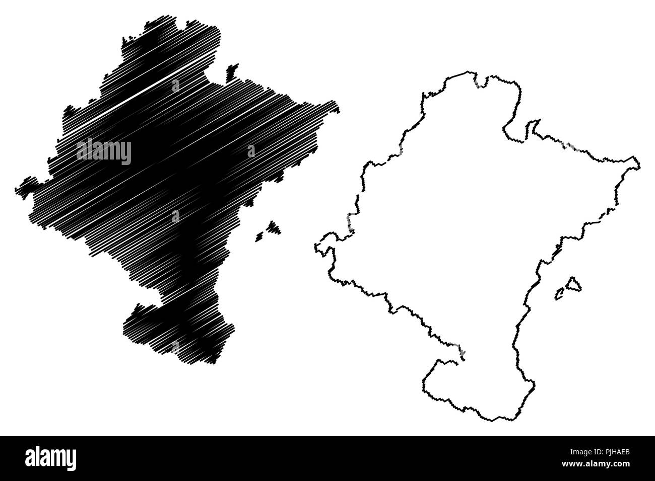 Navarra (Regno di Spagna, la comunità autonoma) mappa illustrazione vettoriale, scribble schizzo Chartered comunità autonoma di Navarra mappa Illustrazione Vettoriale