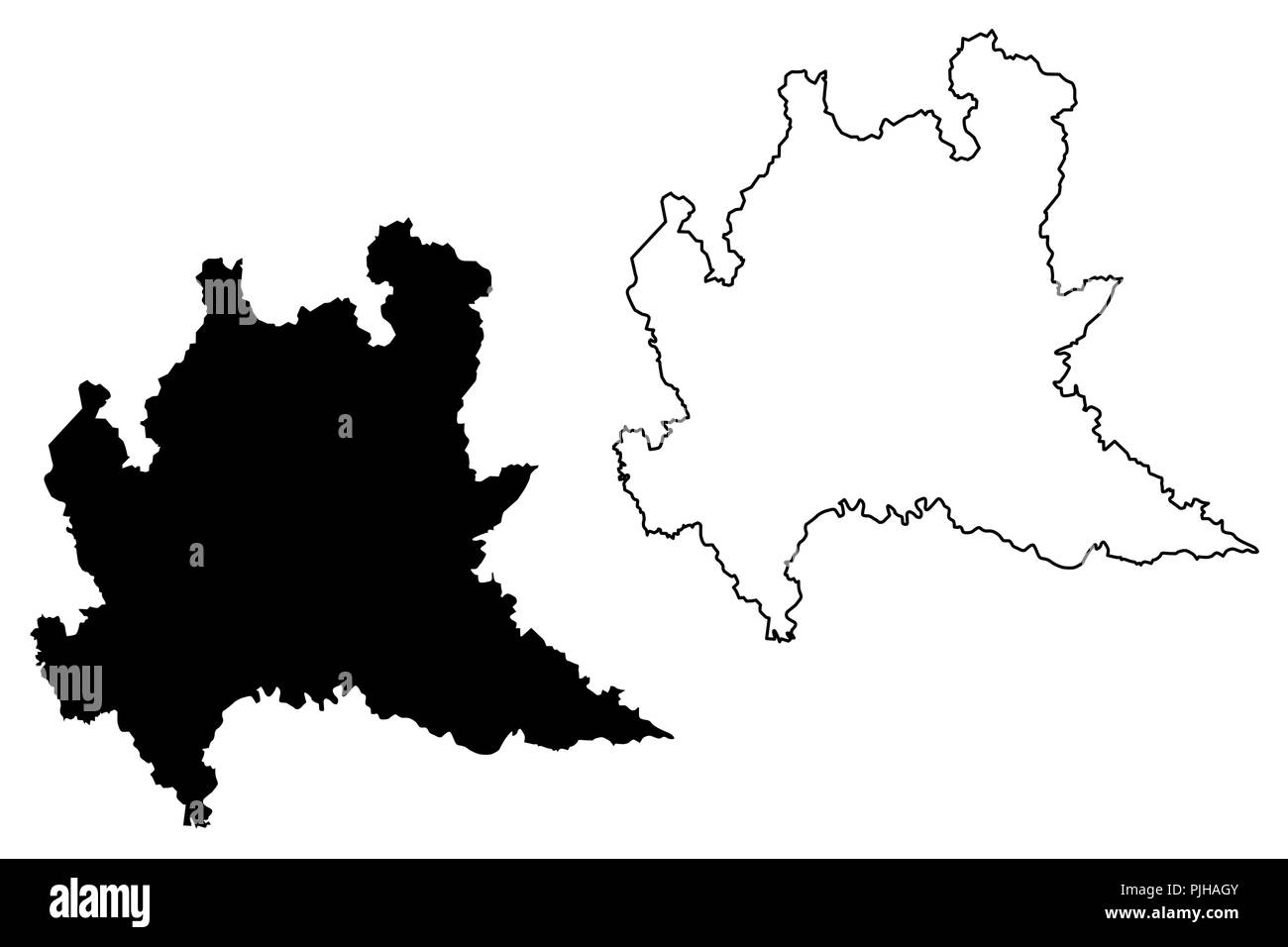 Lombardia (regione autonoma dell'Italia) mappa illustrazione vettoriale, scribble schizzo lombardia mappa Illustrazione Vettoriale