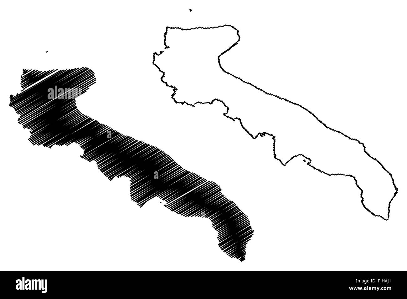 Puglia (regione autonoma dell'Italia) mappa illustrazione vettoriale, scribble sketch Mappa Puglia Illustrazione Vettoriale