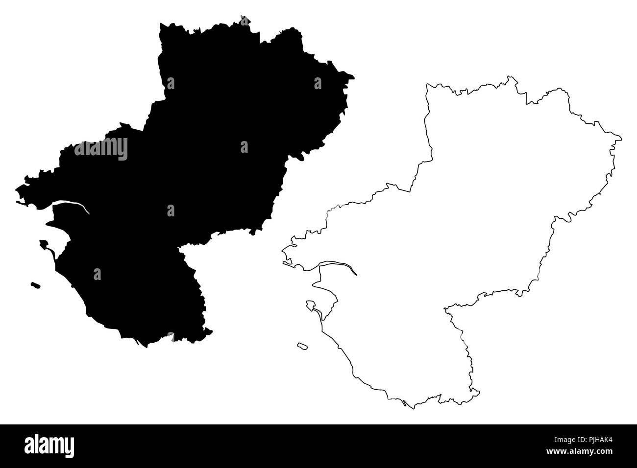 Pays de la Loire (Francia, regione amministrativa, Paese della Loira) mappa illustrazione vettoriale, scribble schizzo Pays de la Loire mappa Illustrazione Vettoriale