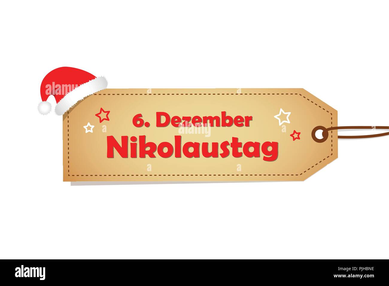 6 dicembre Saint Nicholas giorno etichetta di carta con stelle illustrazione vettoriale Illustrazione Vettoriale