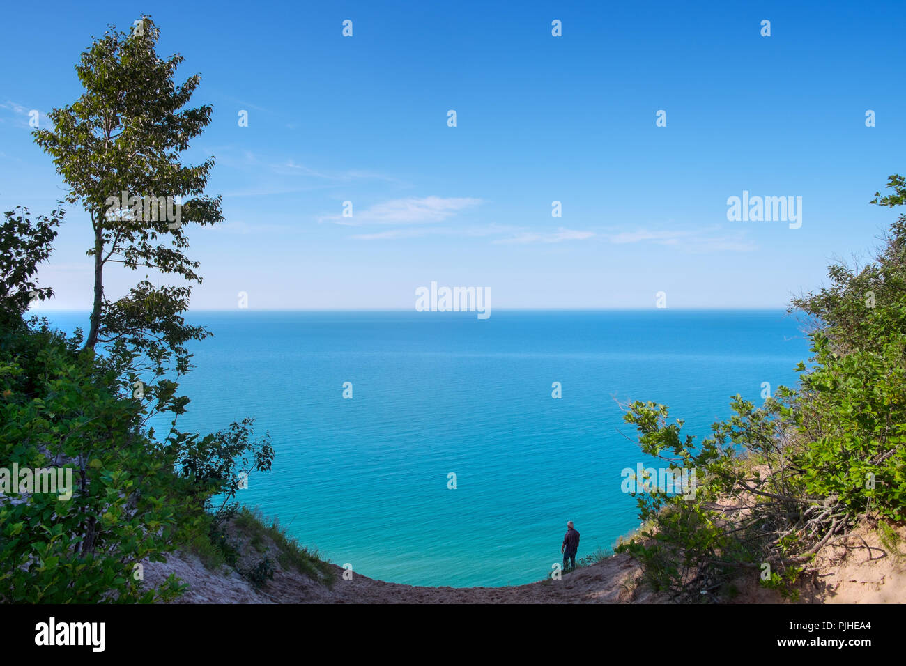 Vista sul lago Superiore dalla slitta di registro, Pictured Rocks National Lakeshore, Michigan, Stati Uniti d'America Foto Stock