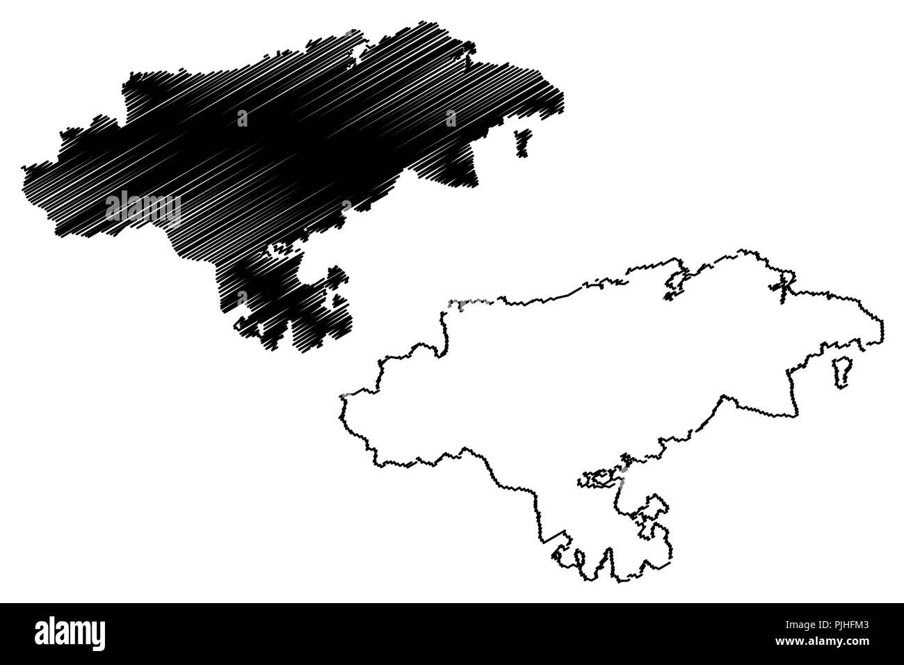 Cantabria (Regno di Spagna, la comunità autonoma) mappa illustrazione vettoriale, scribble schizzo Cantabria mappa Illustrazione Vettoriale