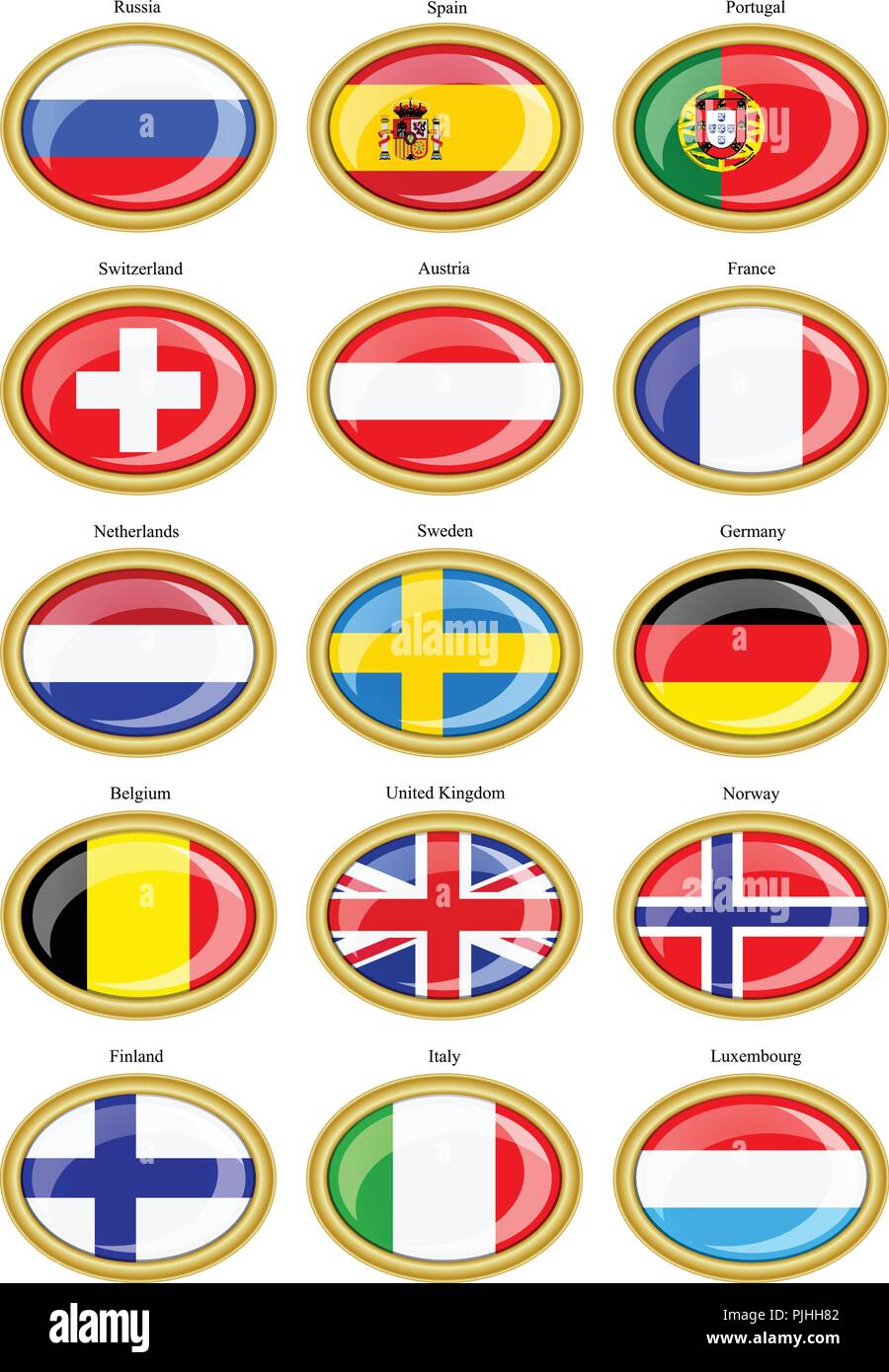 Set di icone. Bandiere dell'Europa. Illustrazione Vettoriale