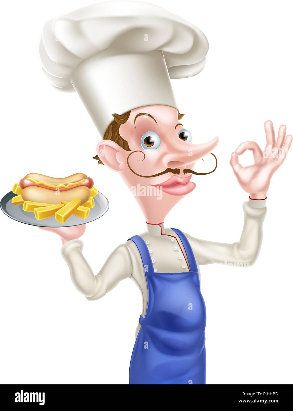 Cartoon Hotdog Chef segno perfetto Illustrazione Vettoriale