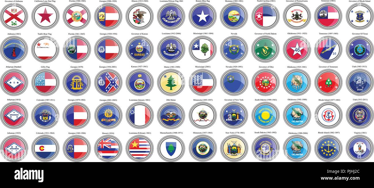 Set di icone. Stati Uniti d'America bandiere. Vettore. Illustrazione Vettoriale