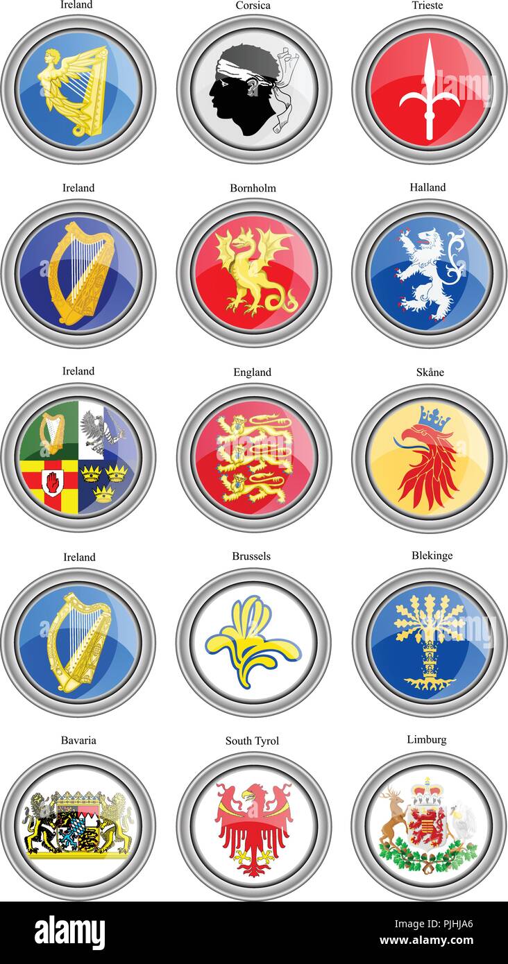 Set di icone. Stemma dell'Europa. Vettore. Illustrazione Vettoriale