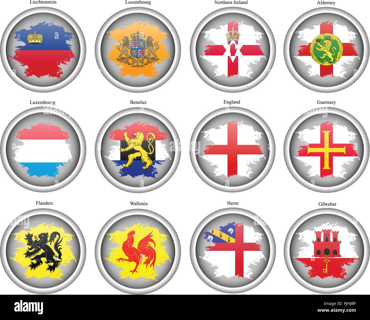 Set di icone. Bandiere dell'Europa. Vettore. Illustrazione Vettoriale