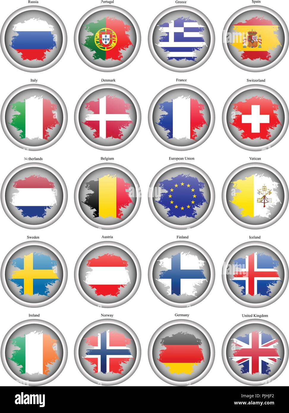 Set di icone. Bandiere dell'Europa. Vettore. Illustrazione Vettoriale