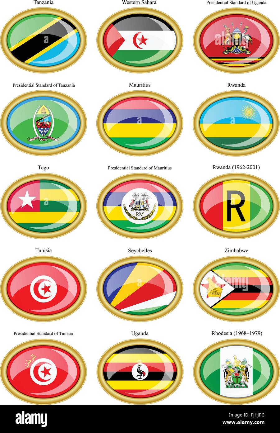 Set di icone. Bandiere dell'Africa. Illustrazione Vettoriale