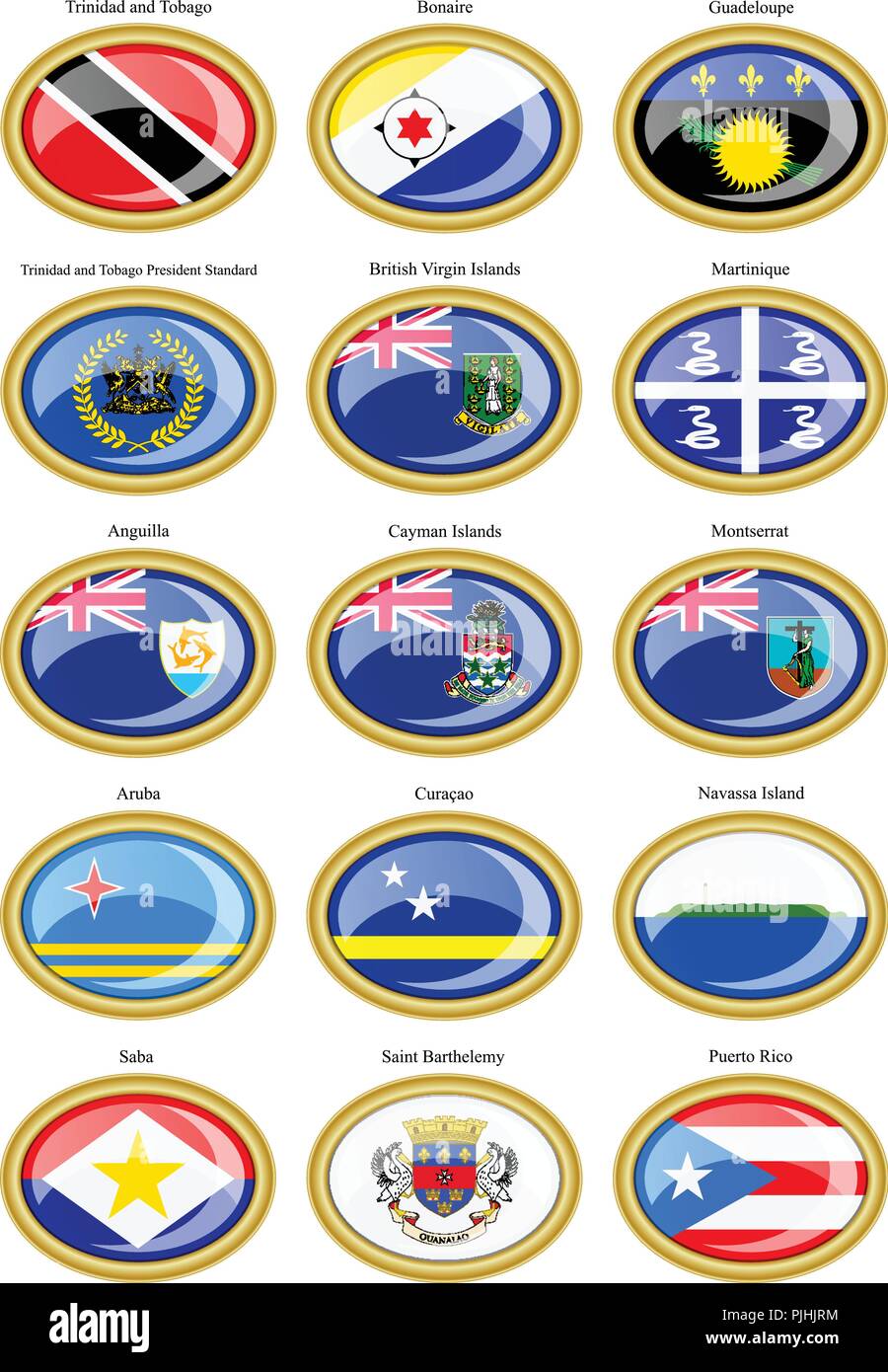 Set di icone. Nord e Centro America's bandiere. Illustrazione Vettoriale