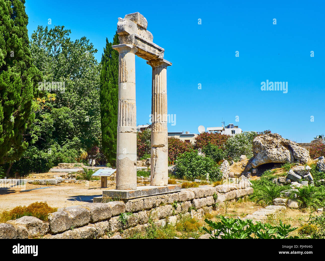 I resti dell'Antica Agorà di Kos. Egeo meridionale regione, Grecia. Foto Stock
