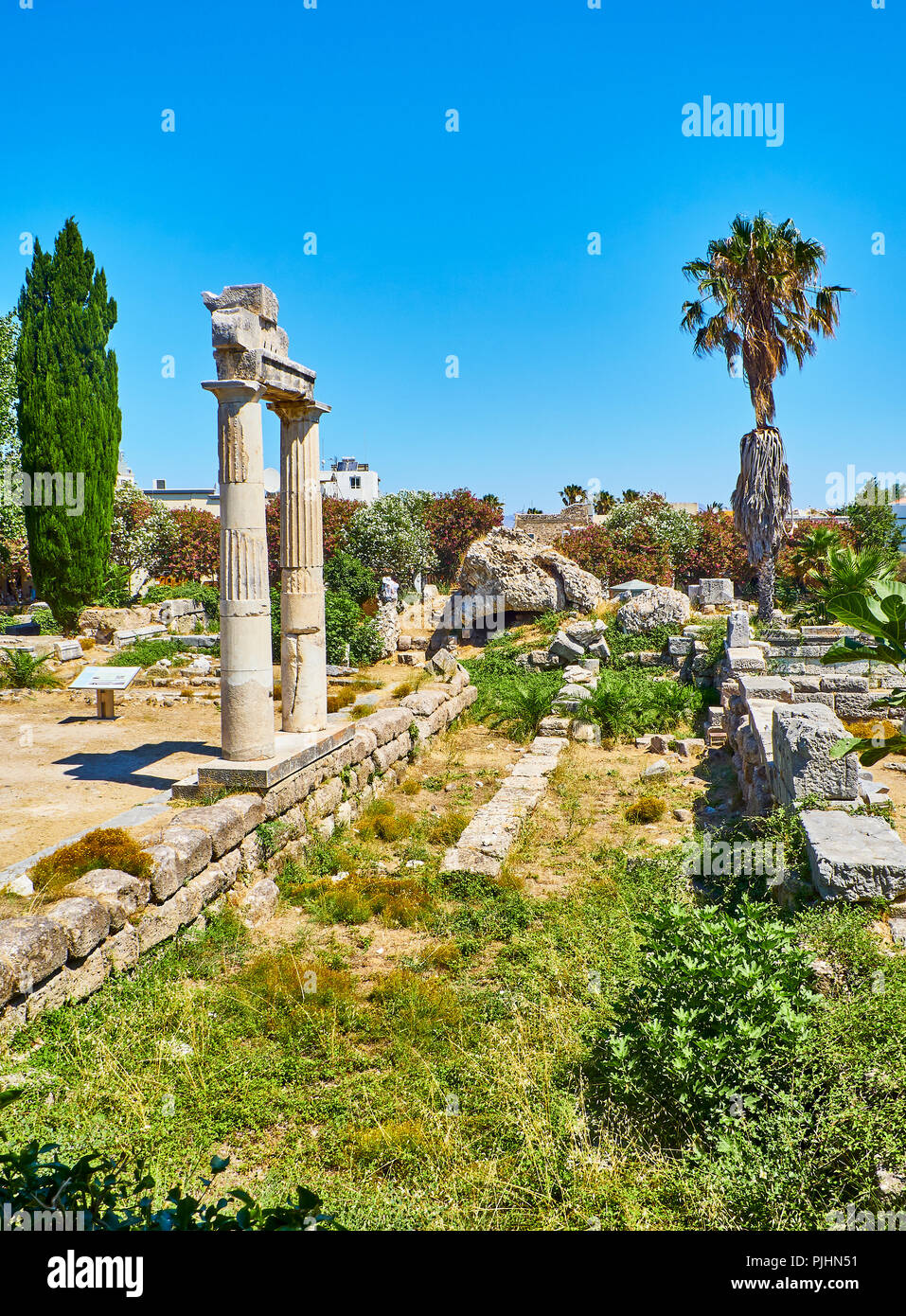 I resti dell'Antica Agorà di Kos. Egeo meridionale regione, Grecia. Foto Stock