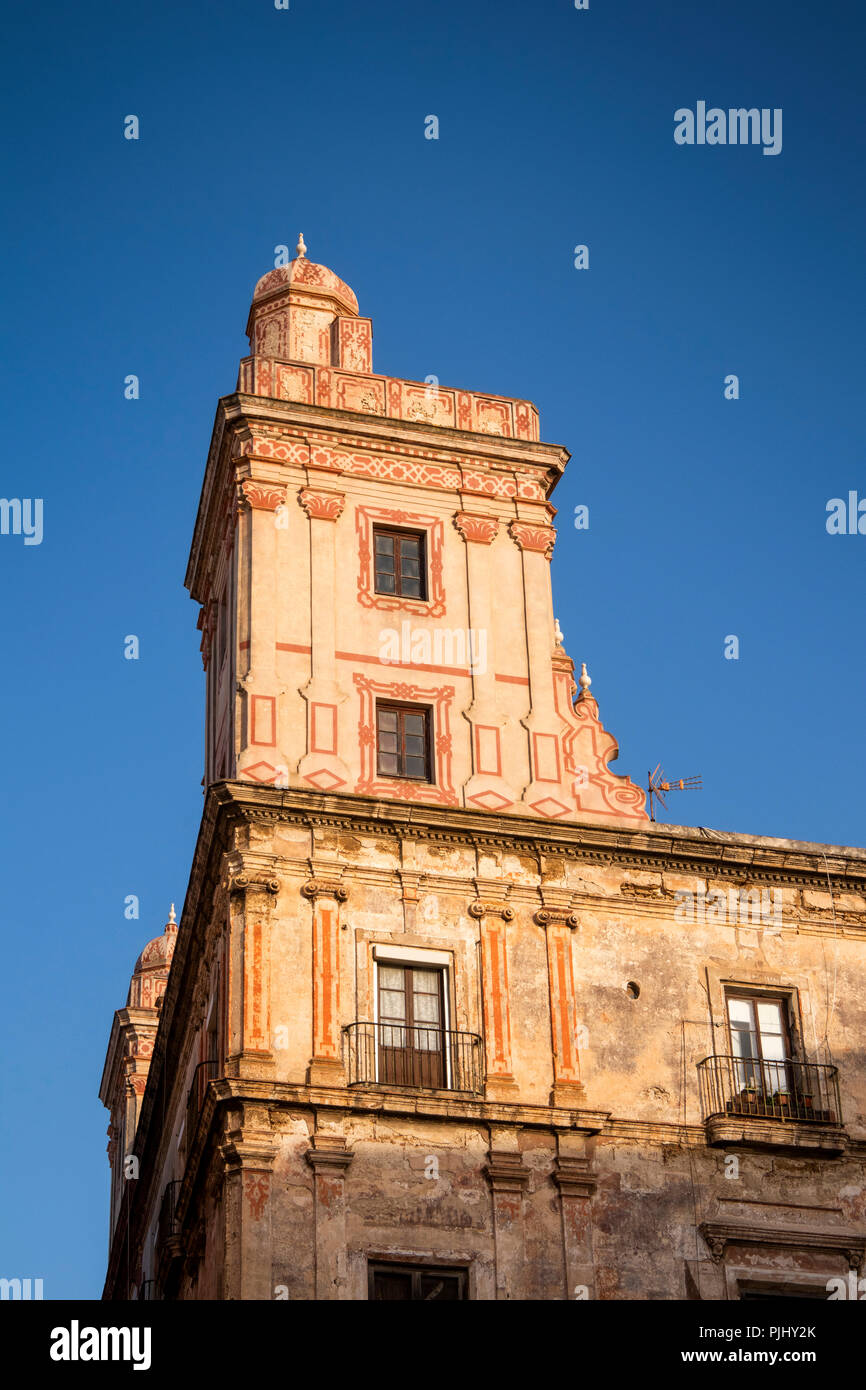 Spagna, Cadiz, Plaza Arguelles, Casa de las Cuatro Torres, la storica casa di quattro torri Foto Stock