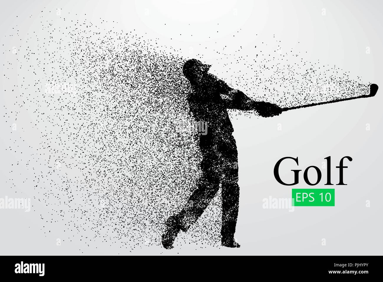 Silhouette di un giocatore di golf. Sfondo e Testo su uno strato separato, il colore può essere cambiato in un solo clic. Illustrazione Vettoriale Illustrazione Vettoriale