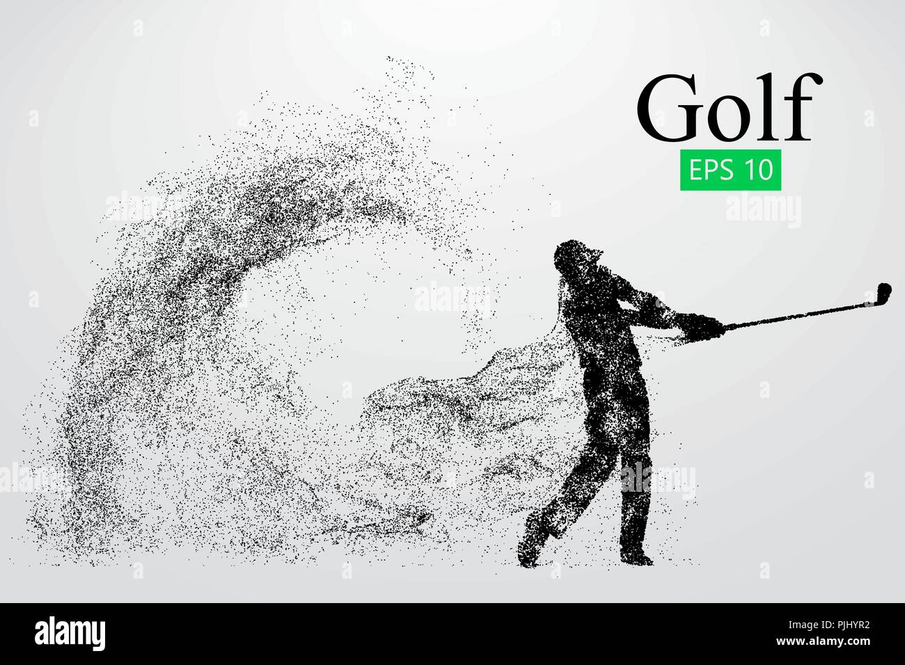 Silhouette di un giocatore di golf. Sfondo e Testo su uno strato separato, il colore può essere cambiato in un solo clic. Illustrazione Vettoriale Illustrazione Vettoriale