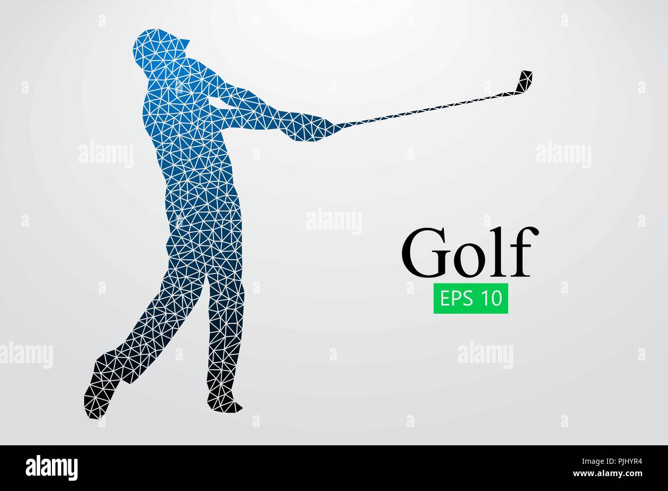 Silhouette di un giocatore di golf. Sfondo e Testo su uno strato separato, il colore può essere cambiato in un solo clic. Illustrazione Vettoriale Illustrazione Vettoriale