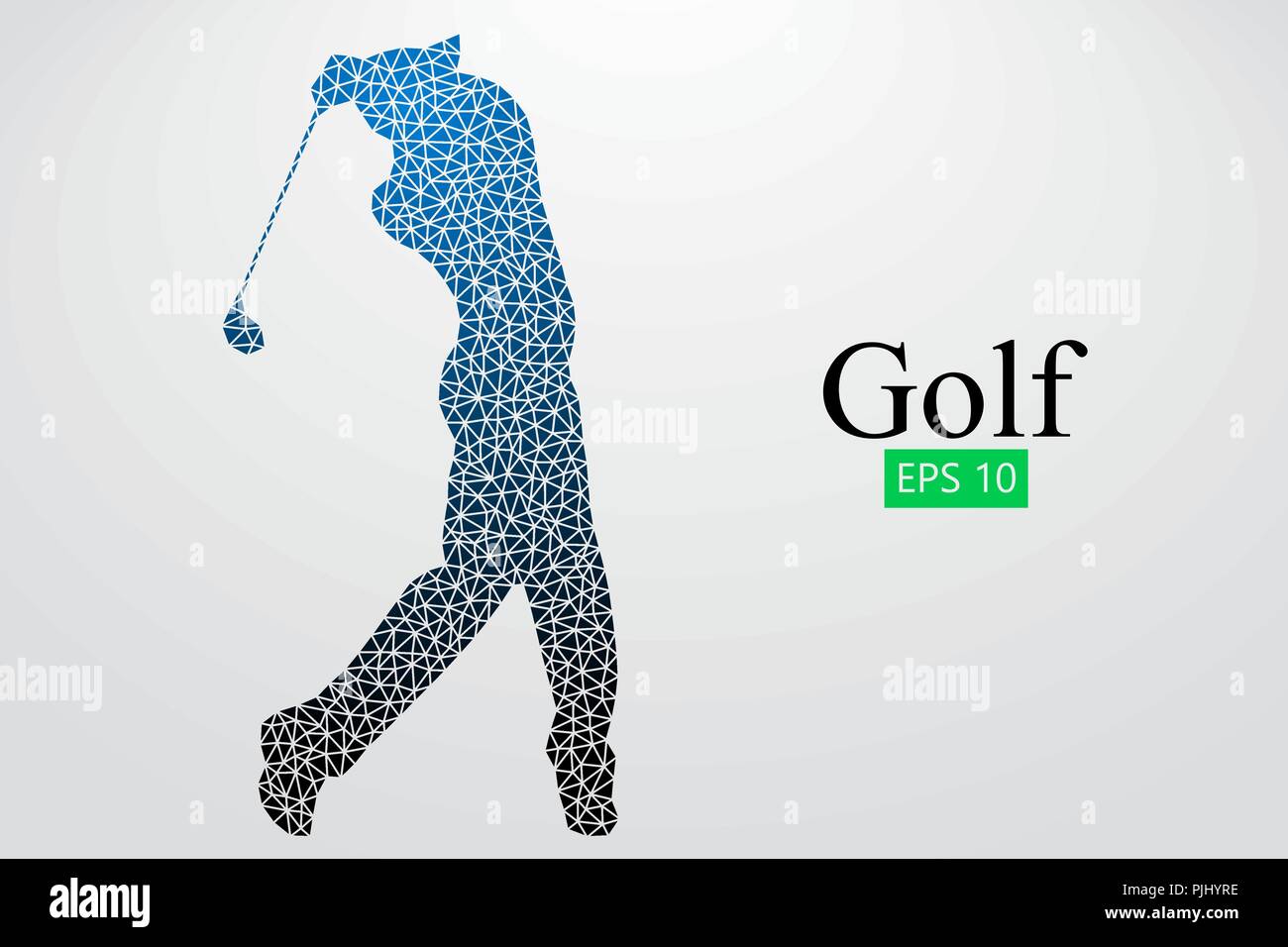 Silhouette di un giocatore di golf. Sfondo e Testo su uno strato separato, il colore può essere cambiato in un solo clic. Illustrazione Vettoriale Illustrazione Vettoriale