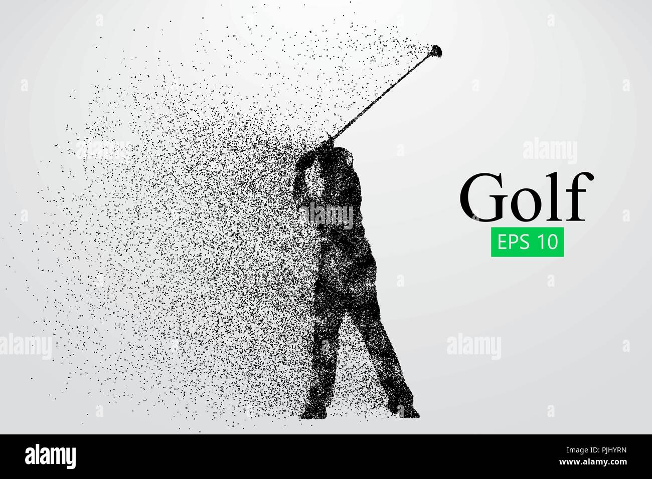 Silhouette di un giocatore di golf. Sfondo e Testo su uno strato separato, il colore può essere cambiato in un solo clic. Illustrazione Vettoriale Illustrazione Vettoriale