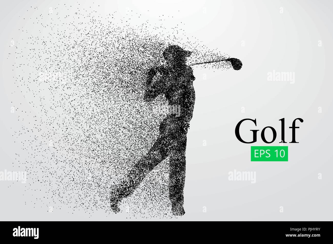 Silhouette di un giocatore di golf. Sfondo e Testo su uno strato separato, il colore può essere cambiato in un solo clic. Illustrazione Vettoriale Illustrazione Vettoriale