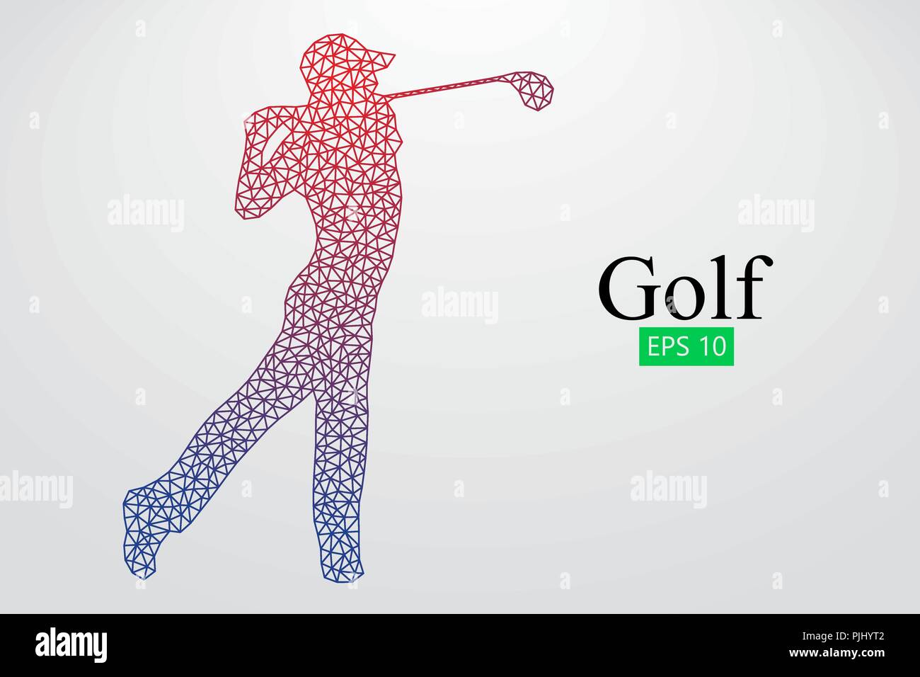 Silhouette di un giocatore di golf. Sfondo e Testo su uno strato separato, il colore può essere cambiato in un solo clic. Illustrazione Vettoriale Illustrazione Vettoriale