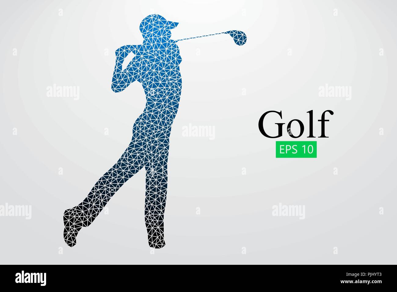 Silhouette di un giocatore di golf. Sfondo e Testo su uno strato separato, il colore può essere cambiato in un solo clic. Illustrazione Vettoriale Illustrazione Vettoriale