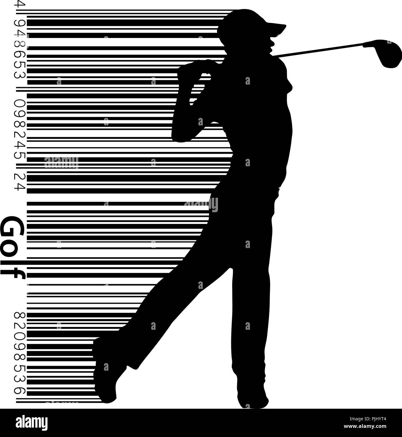 Silhouette di un giocatore di golf. Sfondo e Testo su uno strato separato, il colore può essere cambiato in un solo clic. Illustrazione Vettoriale Illustrazione Vettoriale