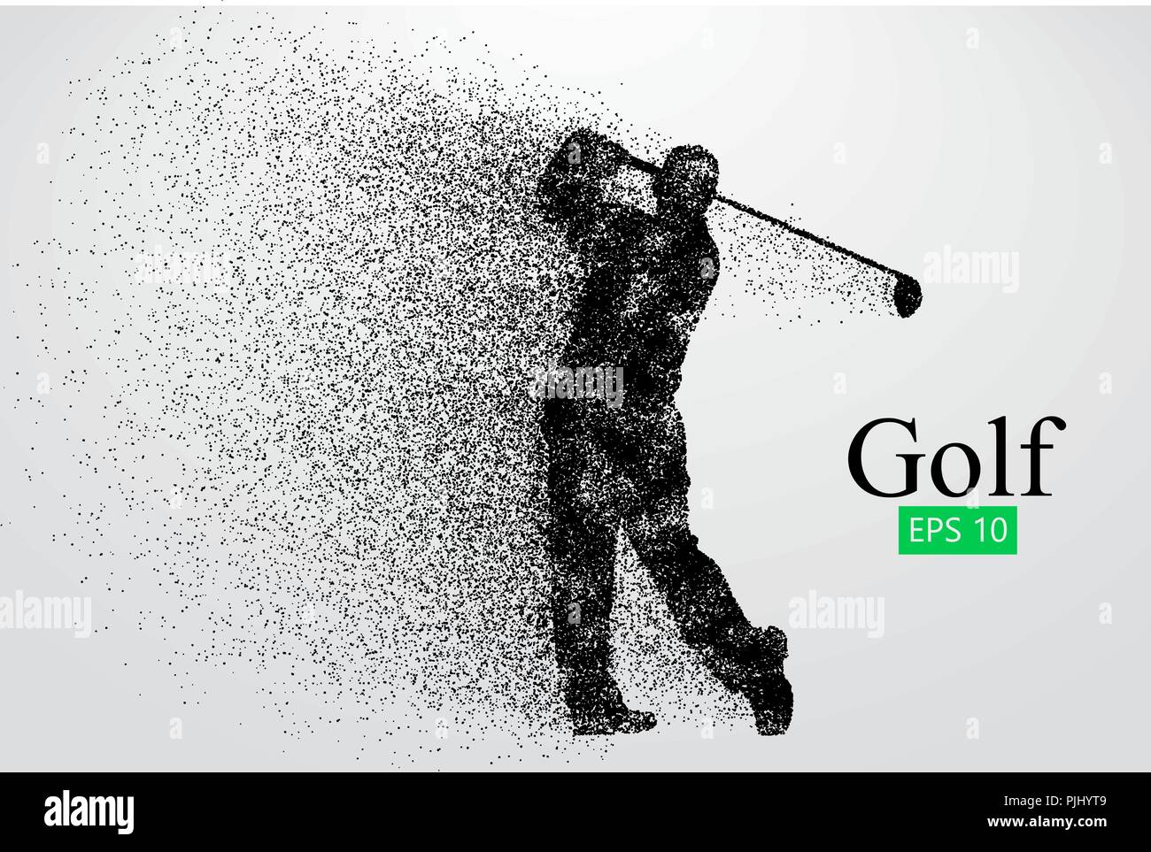 Silhouette di un giocatore di golf. Sfondo e Testo su uno strato separato, il colore può essere cambiato in un solo clic. Illustrazione Vettoriale Illustrazione Vettoriale