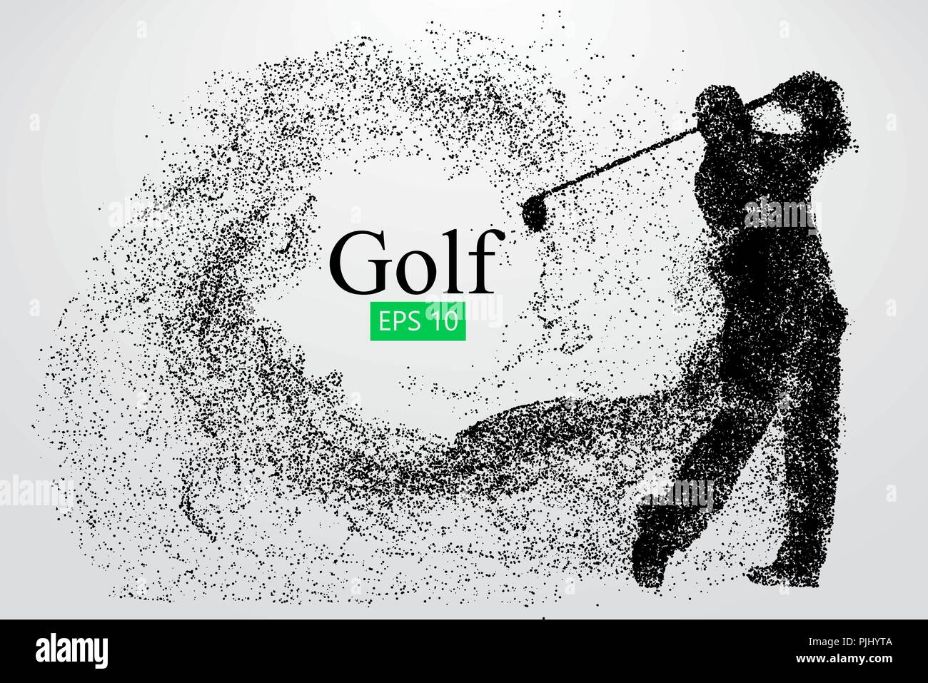 Silhouette di un giocatore di golf. Sfondo e Testo su uno strato separato, il colore può essere cambiato in un solo clic. Illustrazione Vettoriale Illustrazione Vettoriale