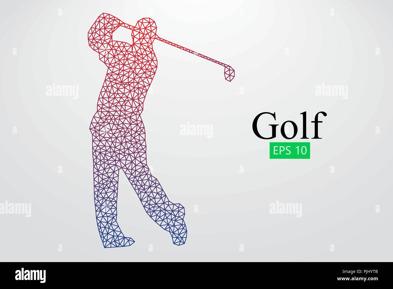 Silhouette di un giocatore di golf. Sfondo e Testo su uno strato separato, il colore può essere cambiato in un solo clic. Illustrazione Vettoriale Illustrazione Vettoriale