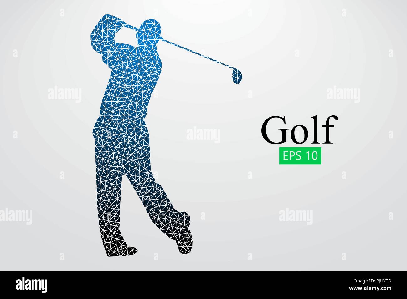 Silhouette di un giocatore di golf. Sfondo e Testo su uno strato separato, il colore può essere cambiato in un solo clic. Illustrazione Vettoriale Illustrazione Vettoriale