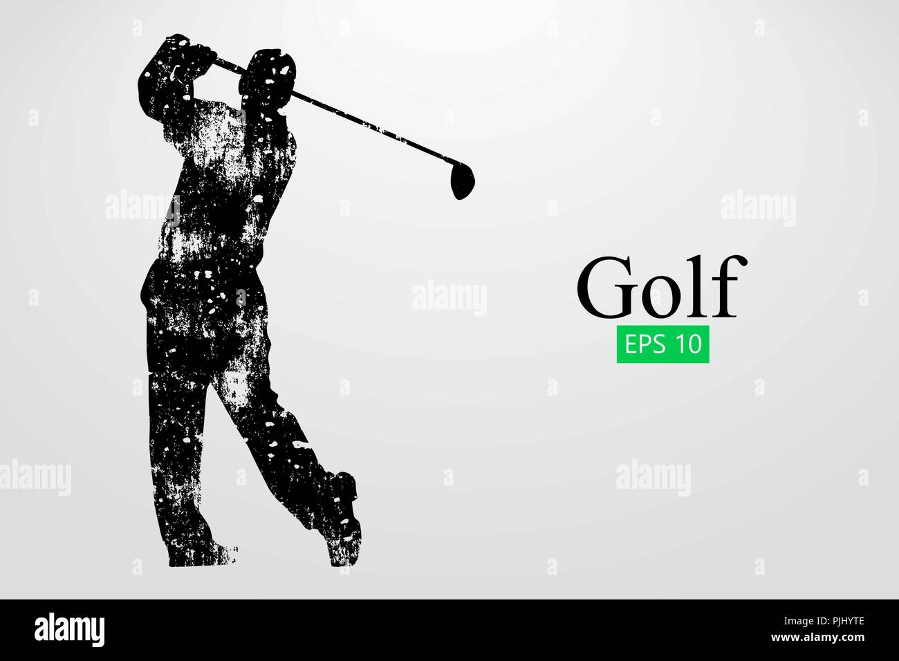 Silhouette di un giocatore di golf. Sfondo e Testo su uno strato separato, il colore può essere cambiato in un solo clic. Illustrazione Vettoriale Illustrazione Vettoriale