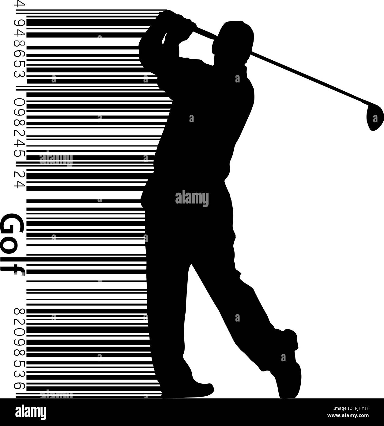 Silhouette di un giocatore di golf. Sfondo e Testo su uno strato separato, il colore può essere cambiato in un solo clic. Illustrazione Vettoriale Illustrazione Vettoriale