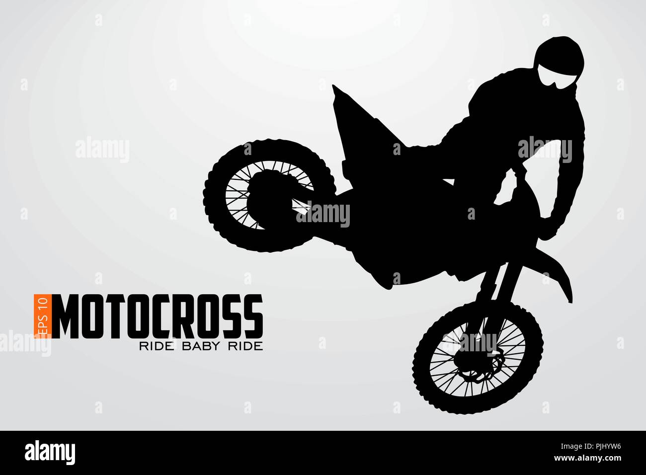 I driver di Motocross silhouette. Sfondo e Testo su uno strato separato, il colore può essere cambiato in un solo clic. Illustrazione Vettoriale Illustrazione Vettoriale