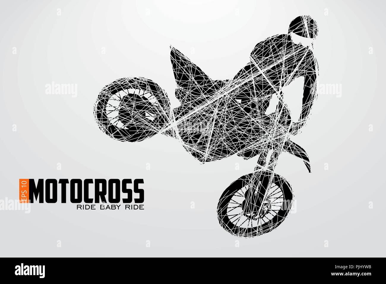 I driver di Motocross silhouette. Sfondo e Testo su uno strato separato, il colore può essere cambiato in un solo clic. Illustrazione Vettoriale Illustrazione Vettoriale