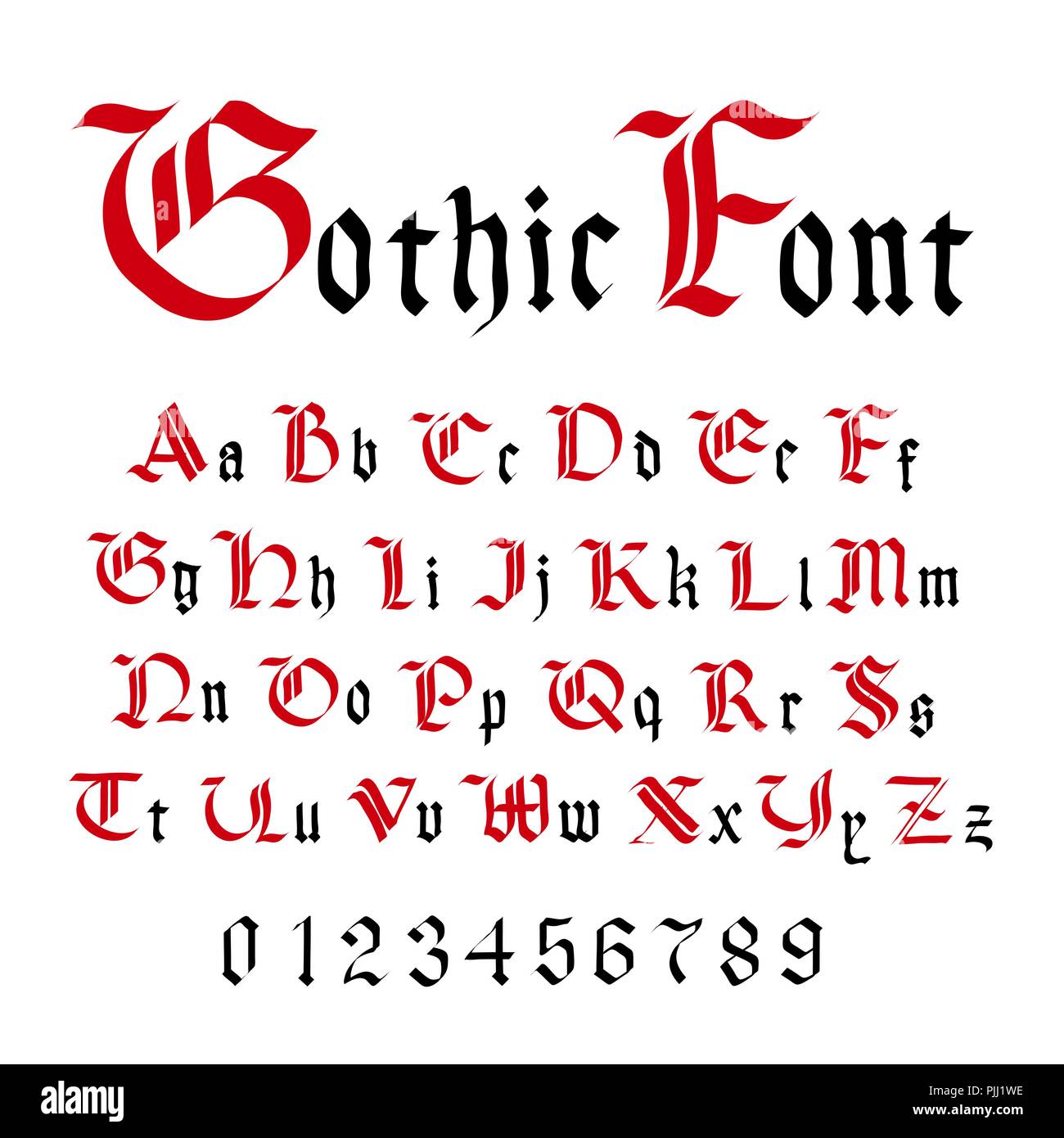 Classic Font Gotico Set Di Antiche Lettere Isolato Su Bianco Immagine E Vettoriale Alamy