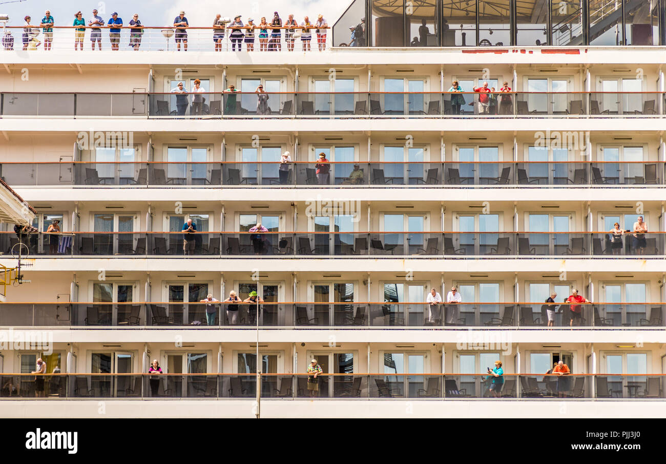 Una tipica vista sul Canale di Panama in Panama Foto Stock