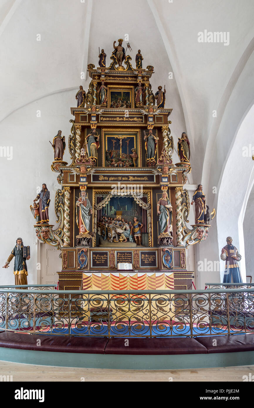 Altare maggiore della chiesa di San Nicola, Nakskov Foto Stock