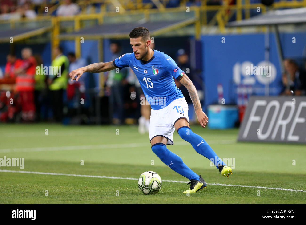 Bologna, Italia . Il 7 settembre 2018. Cristiano Biraghi dell Italia in azione durante le Nazioni League match tra Italia e Polonia. Credito: Marco Canoniero/Alamy Live News Foto Stock