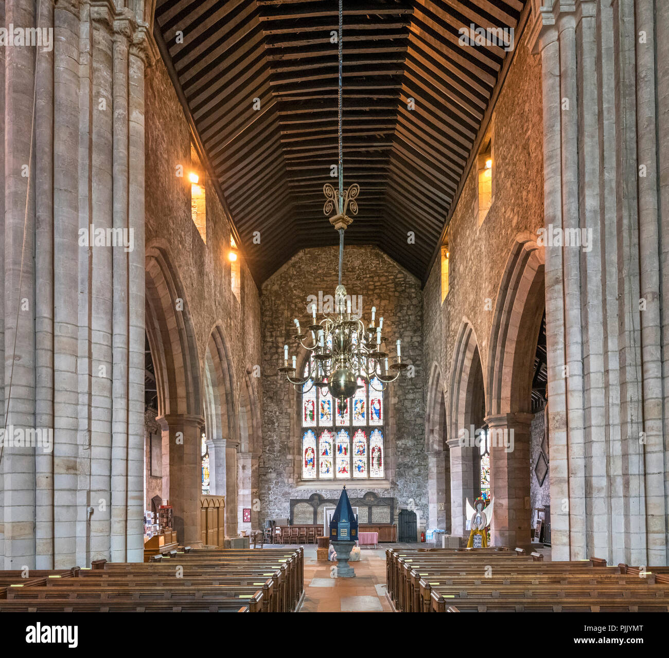 Interno del Cartmel Priory chiesa, Cartmel, Cumbria, England, Regno Unito Foto Stock