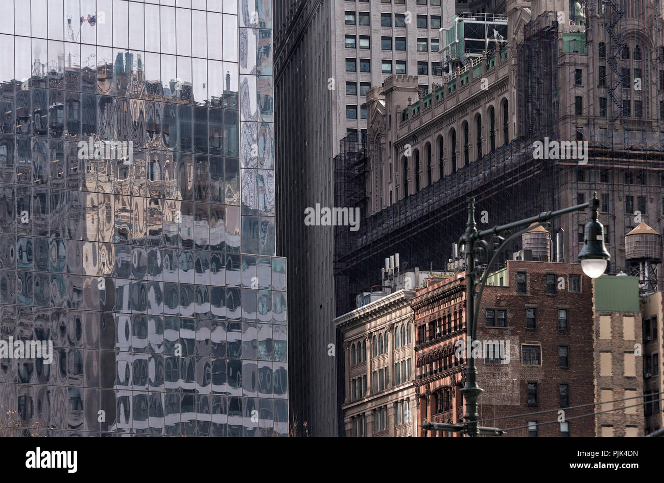 Grattacieli del quartiere finanziario di Manhattan, New York City, Stati Uniti d'America Foto Stock