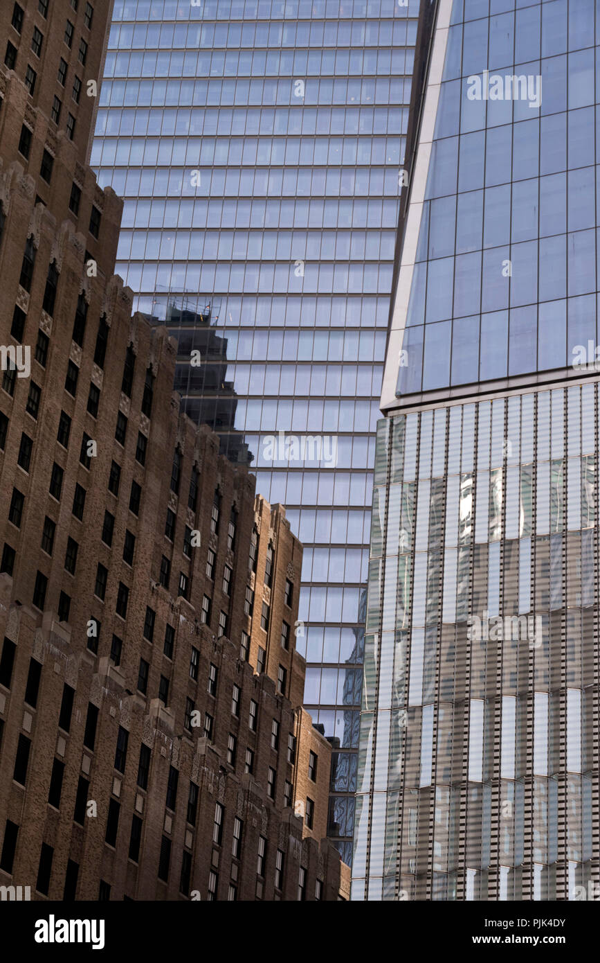 One World Trade Center e altri edifici ad alta del Distretto Finanziario di Manhattan, New York City, Stati Uniti d'America Foto Stock