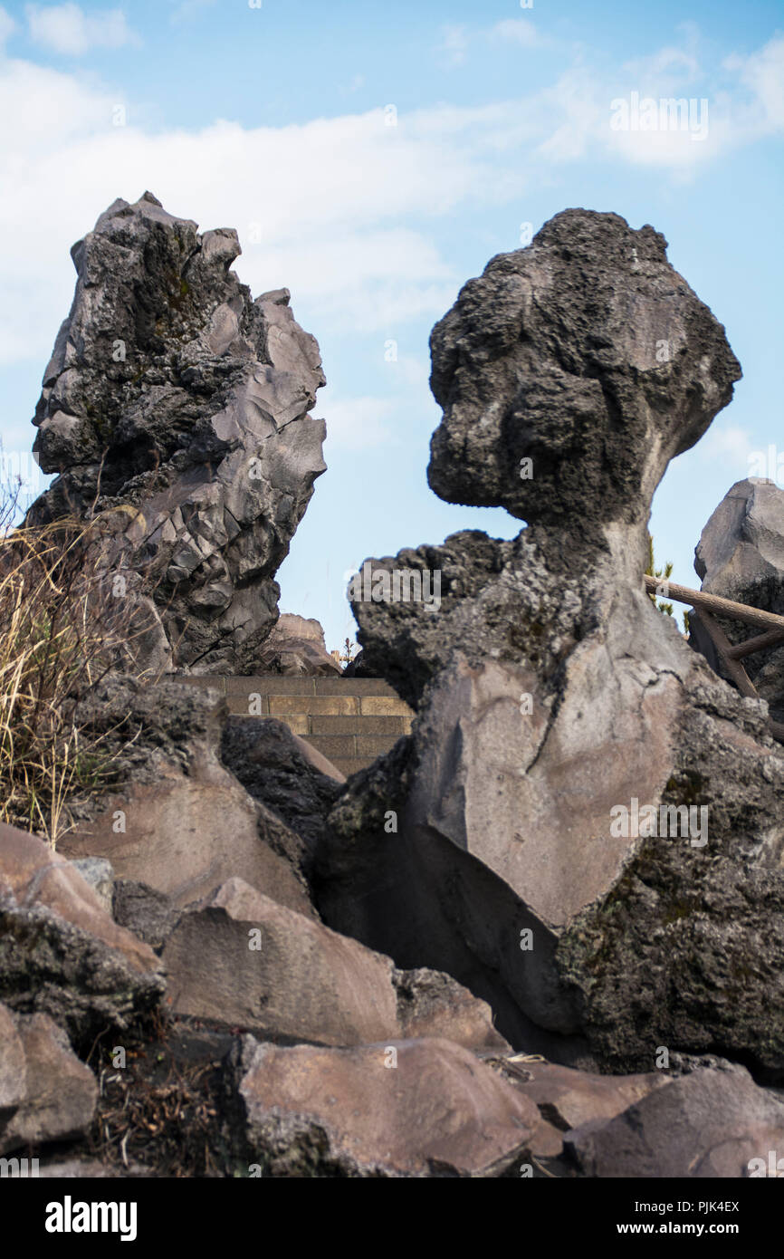 Paesaggio vulcanico di Kagoshima in Giappone Foto Stock