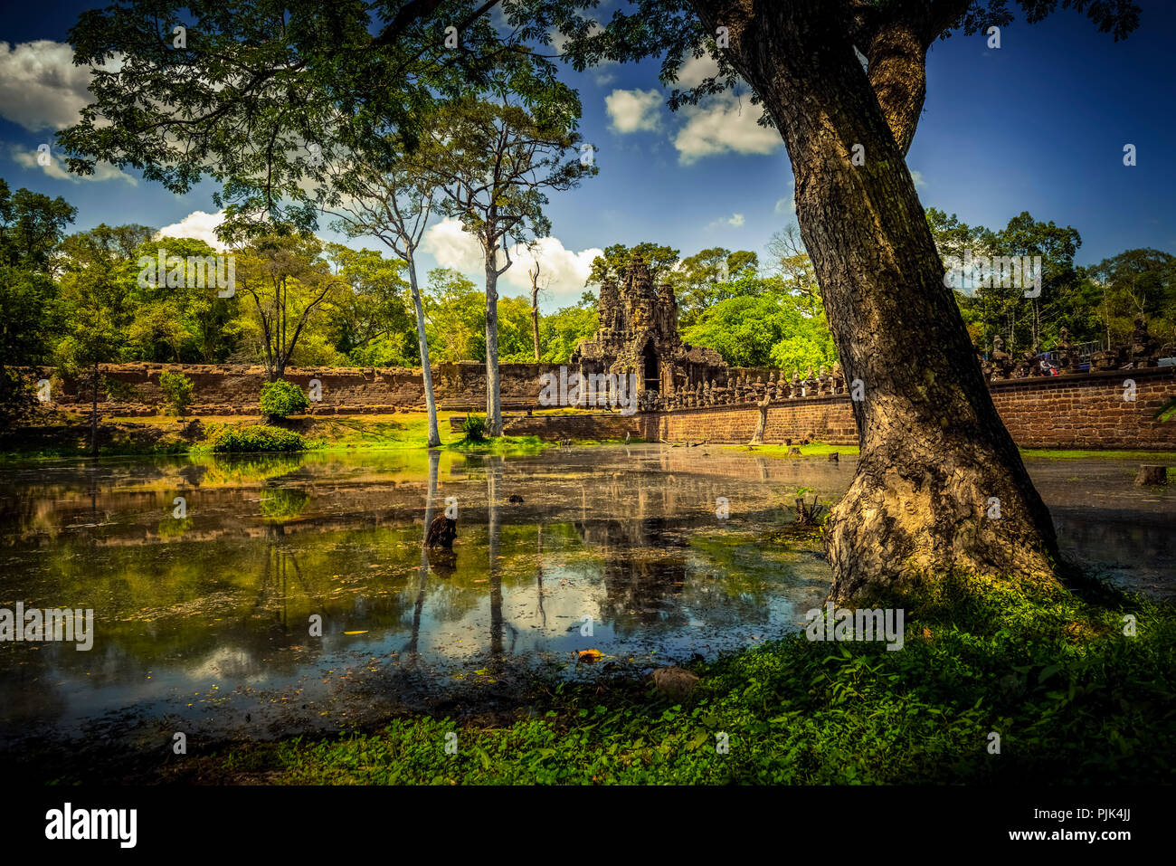 Asia, Cambogia Angkor Wat, South Gate, Angkor Thom Foto Stock