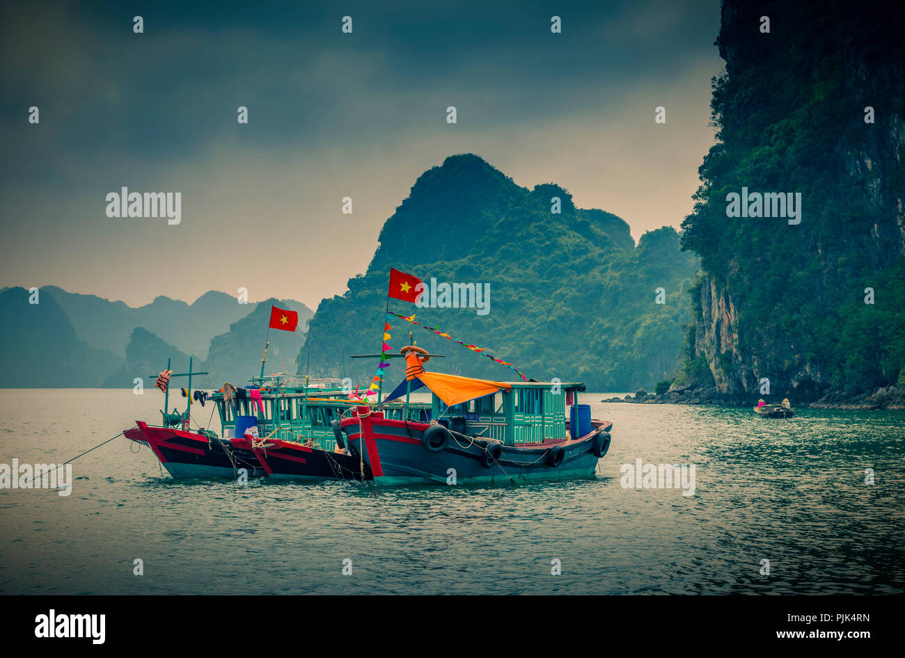 Asia, Vietnam, Quang Ninh provincia di Halong Bay Foto Stock