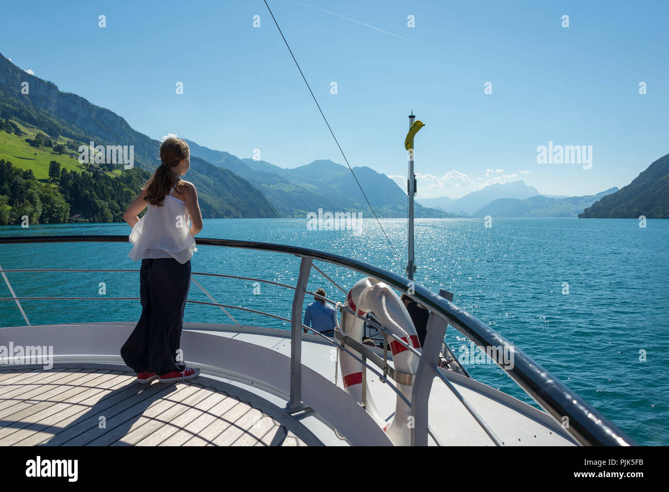 Giro sul battello a vapore sul Lago di Lucerna, il cantone di Lucerna, Svizzera Foto Stock