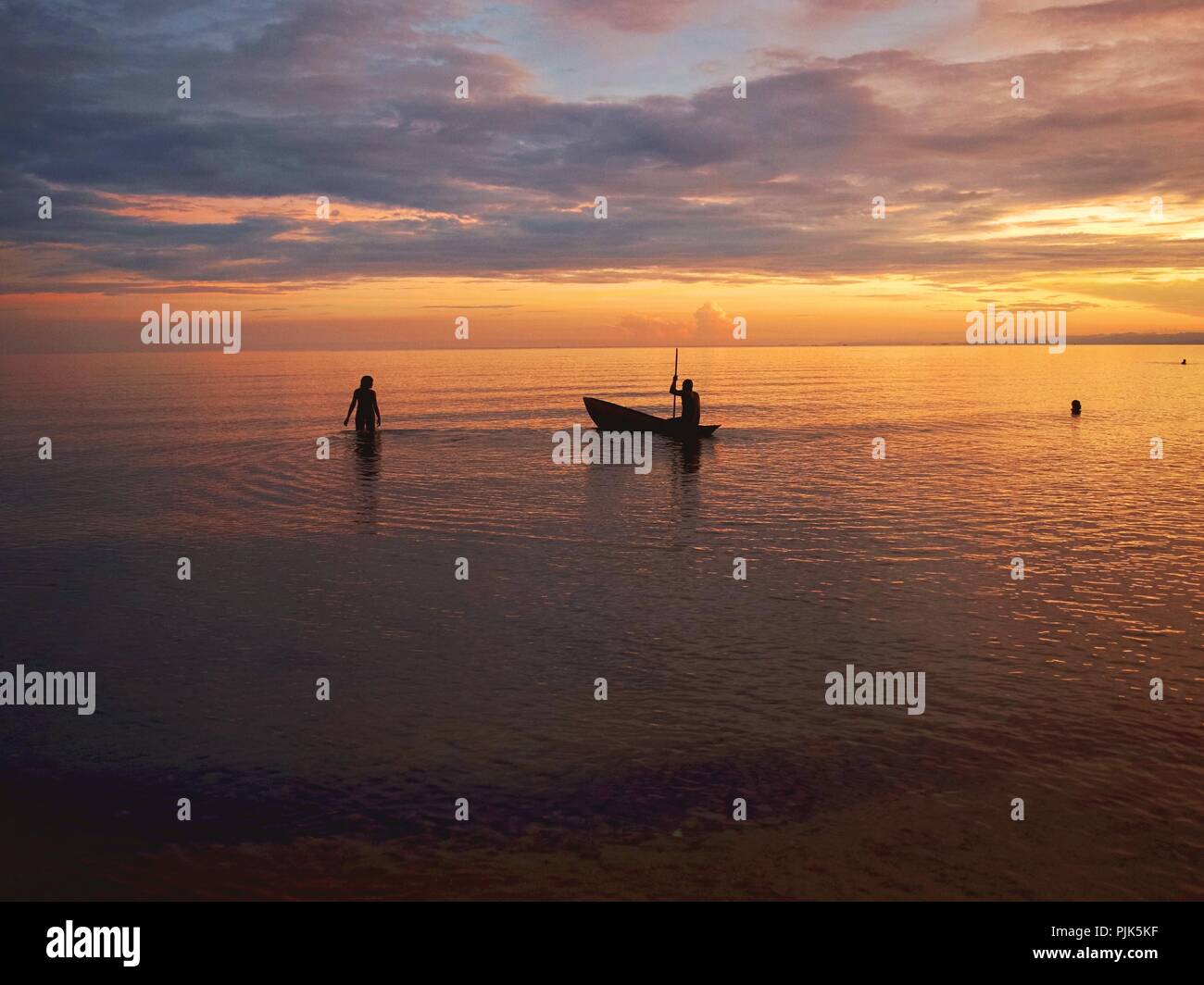 Golden ora a Kande Beach, il Lago Malawi,Malawi Foto Stock
