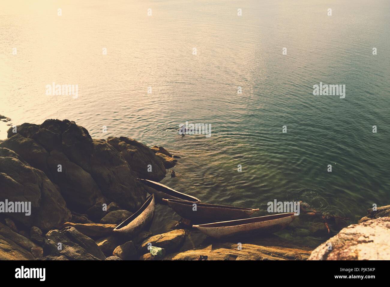 Golden ora a Kande Beach, il Lago Malawi,Malawi Foto Stock